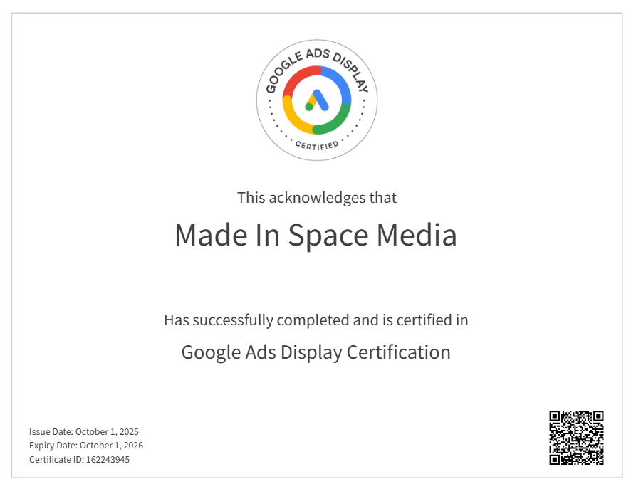 Google Ads Display Cerificate