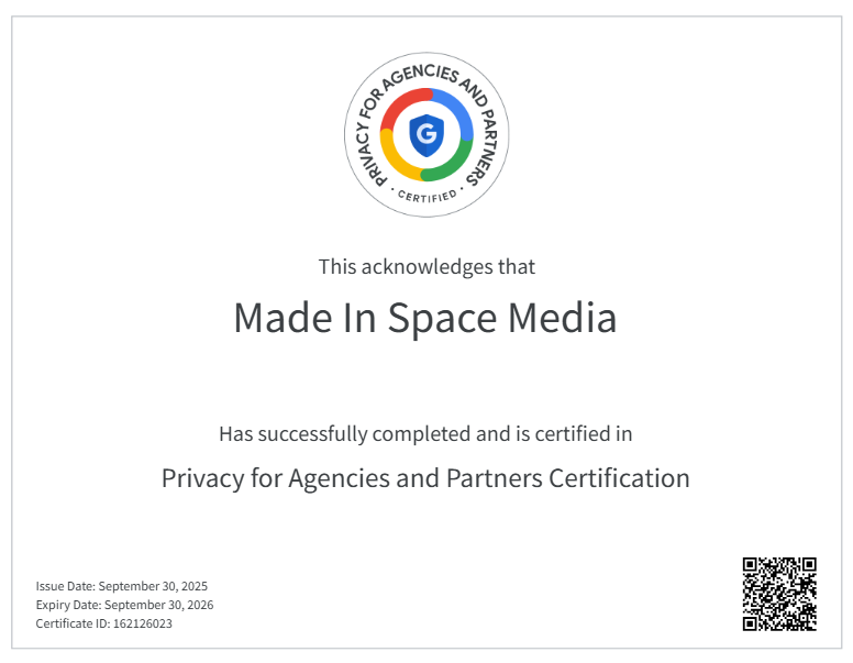 Privacy for Agencies and Partners certificate